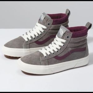 Vans Sk8-Hi Mte Frost Gray/Prune Suede Leather Sneakers Size 6.5 Women